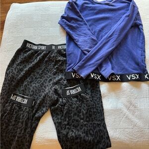 Lot of 2 VSX / Victoria Sport Top size M + Leopard Leggings — Size Large